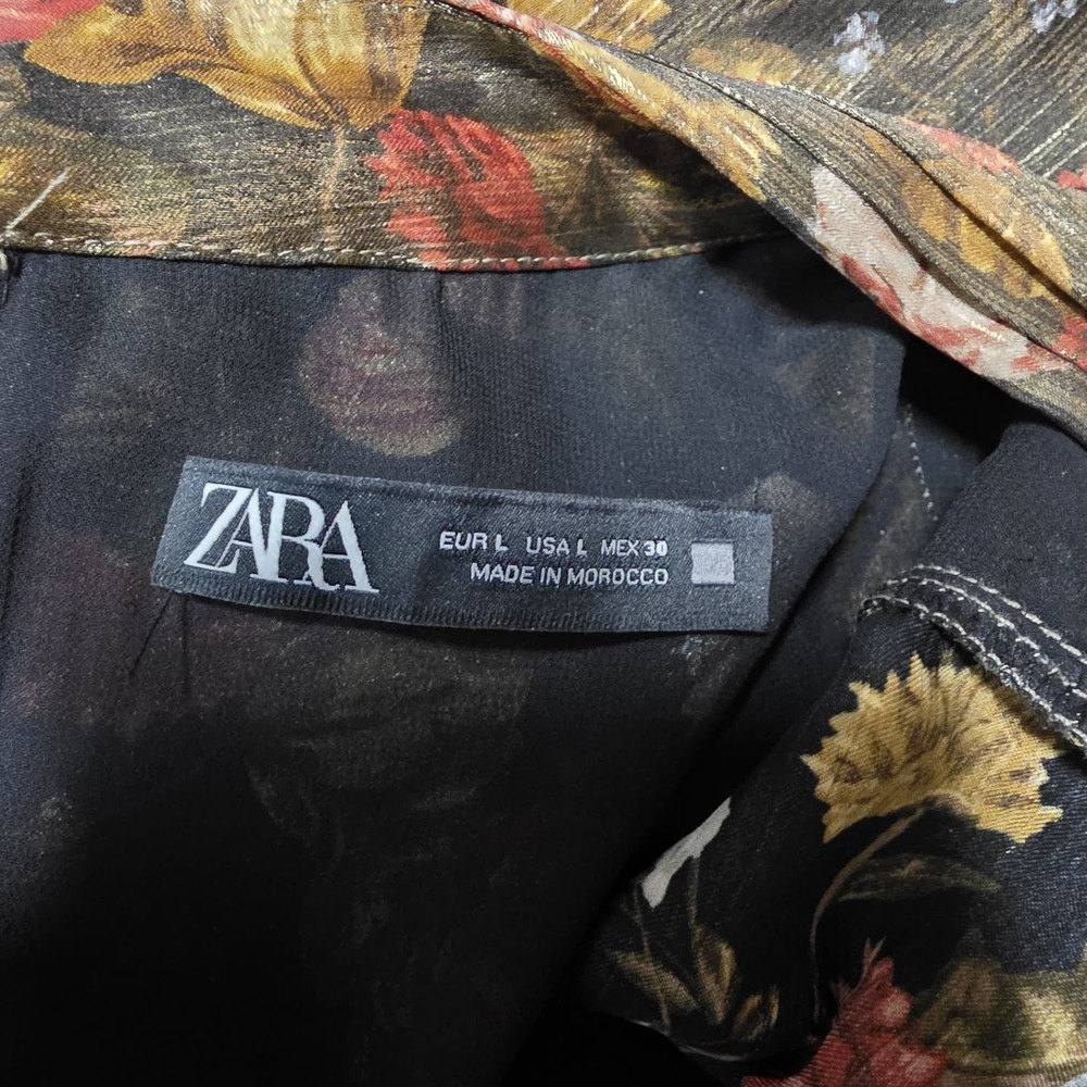 ZARA Women's Floral Print Long Sleeve Ruffle Hem Blouse Top Multicolor Size L - Picture 5 of 7